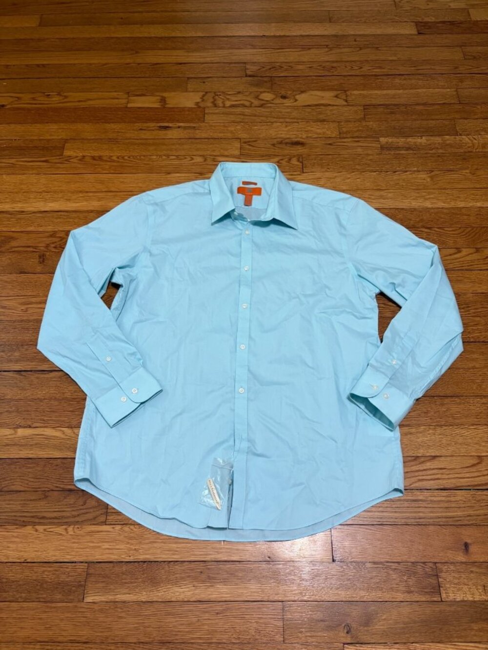 Egara Mens Extreme Slim Fit Stretch Button Down Shirt Sz 17.5 34/35 Blue NWT